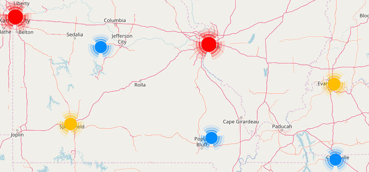 Map of Journeys outlet locations in Tennessee
